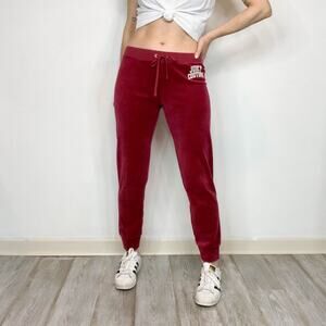 JUICY COUTURE y2k 90s velour track suit sweatpants maroon berry 2829
